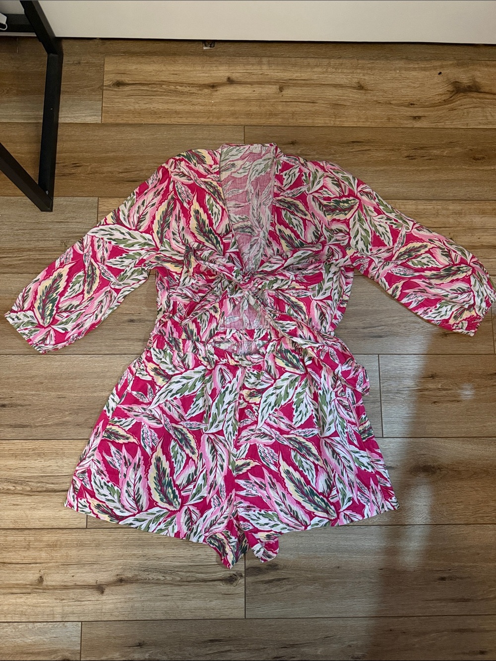 LOFT Beach Pink Leaf-Print One-Piece Romper